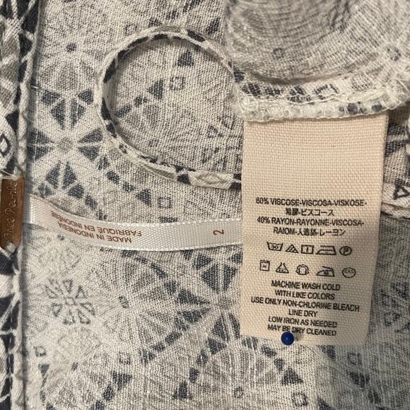 Free People 2 Melody Easy Print v-neck tie front collared dress D2 9068 - Picture 5 of 12